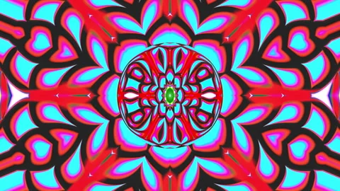 Abstract 3D Chrome Sphere with Kaleidoscope Holographic Pattern on Vibrant .. Stock Footage 344365468