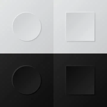 Abstract 3d circle and square frame border. Set of black and white presentation  Stock Illustration