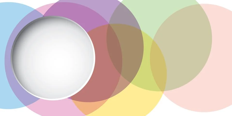 Abstract 3D circle frame paper cut style at left area with pastel geometric.. Stock Illustration