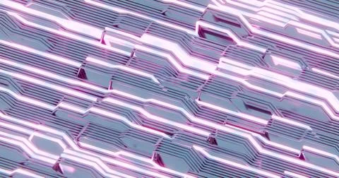 Abstract 3D Circuit Board Design with Pink Neon Highlights Stock Illustration