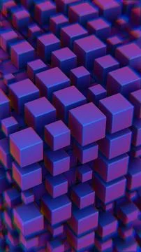 Abstract 3D Cluster of Gradient Cubes with Purple and Blue Neon Hues Stock Illustration