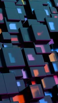 Abstract 3D Cluster of Reflective Blocks in Multicolored Tones Stock Illustration