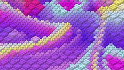 Abstract 3D Colorful Building Blocks Wave Seamless Loop Background Stock Footage 333029545