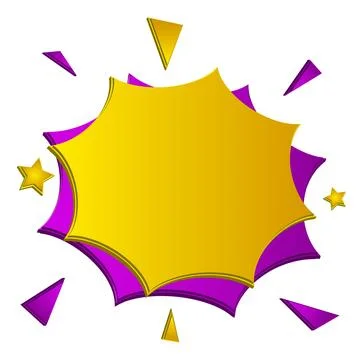 Abstract 3D comic speech bubble with blast effect and stars. Template for Stock Illustration