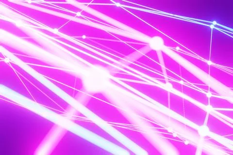 Abstract 3D communication network technology and connection concept. 3D illus Stock Photos