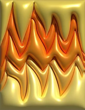 Abstract 3D composition with glossy gold and orange surface in the form of .. イラスト素材