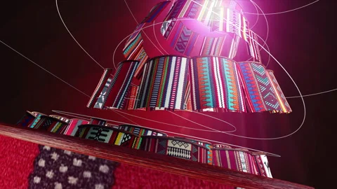 Abstract 3D Composition with Traditional Saudi Carpet Patterns Stock Footage 320019292