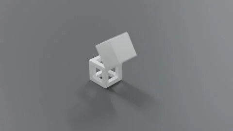 Abstract 3D composition of white cubes on dark gray surface Stock Footage 335958580