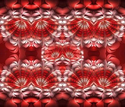 Abstract 3d computer generated exotic colorful flowers pattern fractals backg Stock Illustration