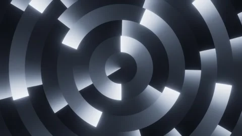 Abstract 3D concentric glowing metallic rings background Vídeos de archivo 337408786