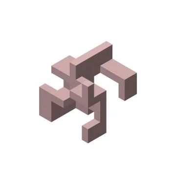 Abstract 3d construction. Isolated on white background. Vector illustration. 库存插图