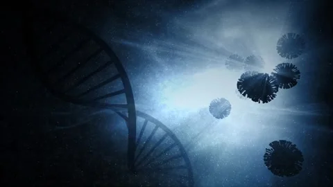 Abstract 3d corona virus and dna chain motion background Stock Footage 340238134