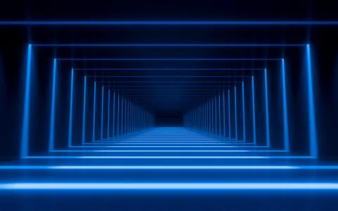 Abstract 3d corridor interior design with linear light. 3d rendering Stock Illustration