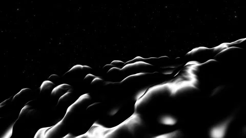 Abstract 3D Cosmic Landscape with a Dark Wavy Alien Planet Surface and Starry Stock Footage 339050691