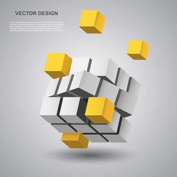 Abstract 3D cube background. Block building technology. Business presentation Stock Illustration