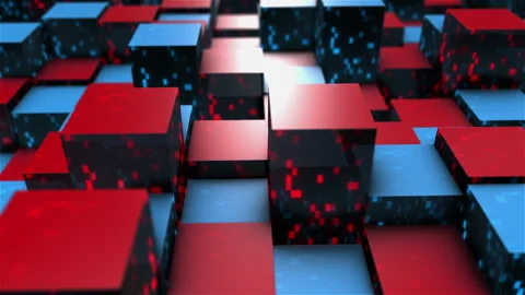 Abstract 3D Cube or Blocks with Neon Lights Stock Footage 248276026