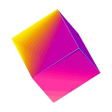 Abstract 3d cube shape with gradient effect Illustrazione stock
