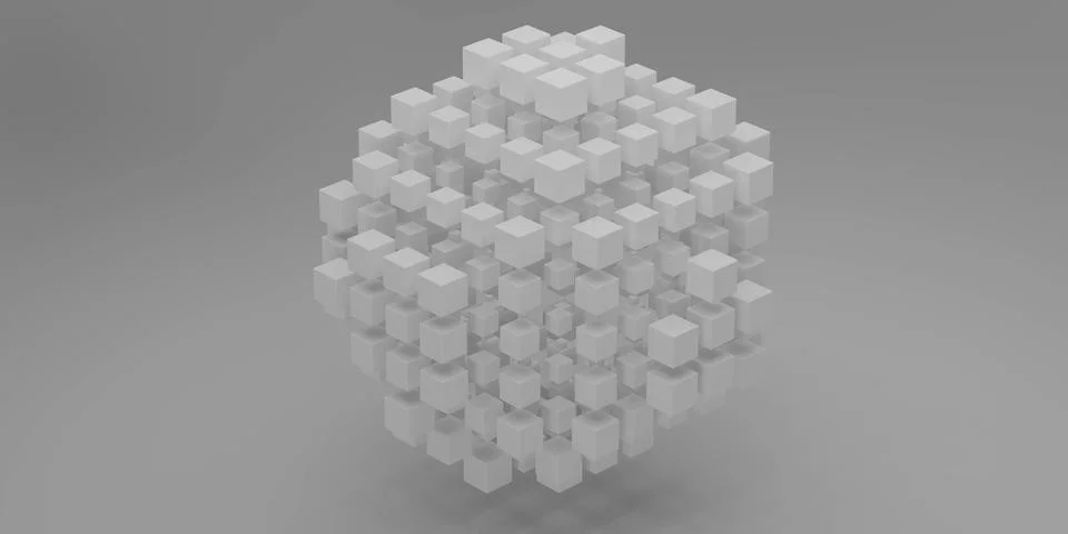 Abstract 3d cube structure made of smaller cubes Stock Illustration