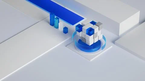 Abstract 3d cubes background. Background with connection geometric cubes. Sci Stock Illustration