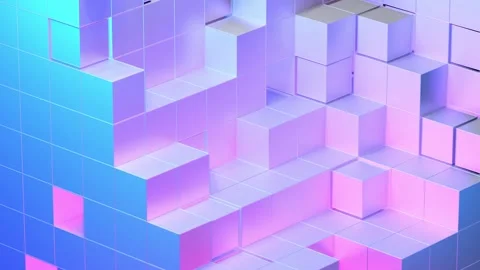 Abstract 3D Cubes in Blue and Purple Stock Footage 276148162