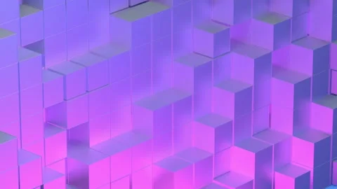 Abstract 3D Cubes in Blue and Purple Stock Footage 276148197