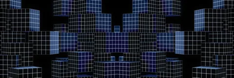 Abstract 3D Cubes with Central Tunnel Wireframe Technology Background Stock Footage 340987047