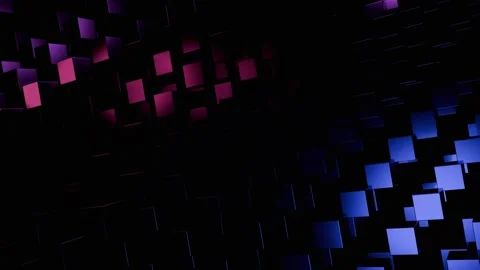 Abstract 3D Cubes: Dark Blue and Purple Digital Art Stock Footage 304848817