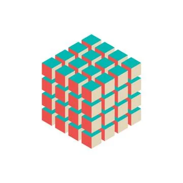 Abstract 3d cubes. Isometric style. Vector colorful illustration. Stock Illustration