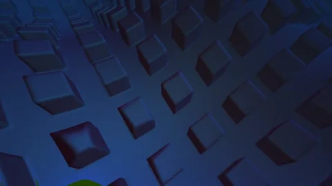 Abstract 3D Cubes Moving in a Grid Pattern with Blue and Purple Lighting. Stock Footage 339309794