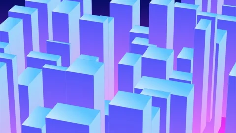 Abstract 3d cubes rectangles blue gradient in the form of a big city with s.. Vidéo 233325512