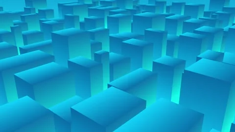Abstract 3d cubes rectangles blue gradient minimal smart city with skyscrapers Vídeos de archivo 276090538