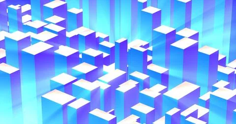 Abstract 3d cubes rectangles blue gradient in the form of a big city with s.. Stock Illustration