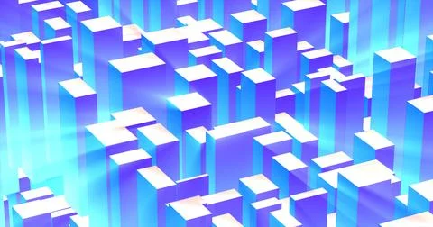 Abstract 3d cubes rectangles blue gradient in the form of a big city with s.. イラスト素材