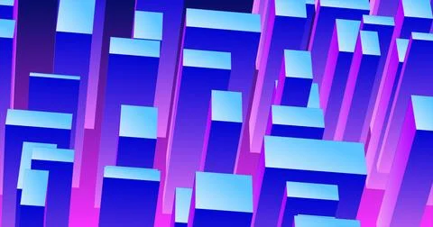 Abstract 3d cubes rectangles blue gradient in the form of a big city with s.. イラスト素材
