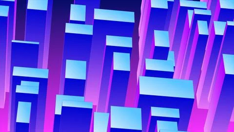 Abstract 3d cubes rectangles blue gradient in the form of a big city with s.. Stock Illustration