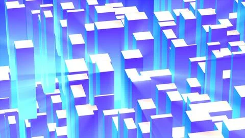 Abstract 3d cubes rectangles blue gradient in the form of a big city with s.. イラスト素材