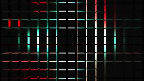 Abstract 3D Cubes with RGB Lights Moving Over Surface with Backlight Stock Footage 334165628
