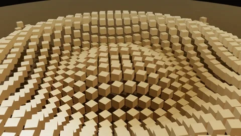 Abstract 3d cubes undulating in concentric ripple wave seamless loop animation Stock Footage 347075859