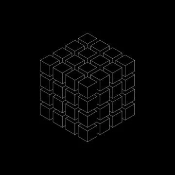 Abstract 3d cubes. Vector outline illustration. Stock Illustration