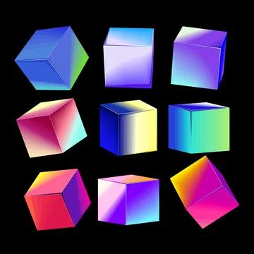 Abstract 3d cubes with vibrant gradient colors Illustrazione stock