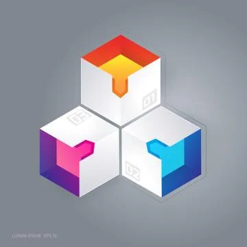 Abstract 3D cubic infographic vector illustration Иллюстрация