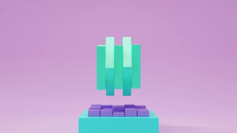 Abstract 3D cubic objects in saturated neon colors, modern geometric composition Stock Footage 339293573