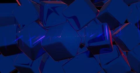 Abstract 3D Cubic Pattern with Blue and Pink Neon Highlights 스톡 일러스트