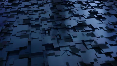 Abstract 3D Cubic reflective panels animation.Screensaver.Plastic, metal. Blue Video stock 168403771