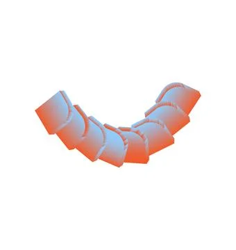 Abstract 3D curved shape with orange and blue gradient colors isolated. Stock Illustration