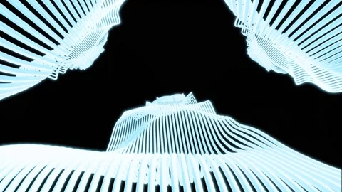 Abstract 3D Cyan Topographic Waves Looping Background Stock Footage 314475013