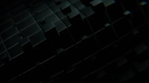 Abstract 3D Dark Cube Grid Evolving Slowly with Deep Shadows Futuristic Tec.. Stock Footage 337239645