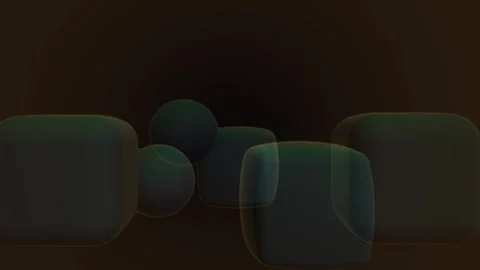 Abstract 3D dark minimalist geometric floating cubes and spheres seamless b.. Stock Footage 346316343