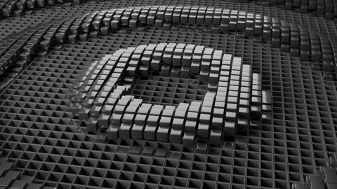 Abstract 3D dark monochrome cubes rising above dark gray square holes Stock Footage 335958977
