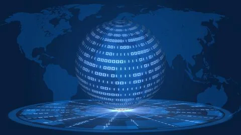 Abstract 3D data flow illustration - digital futuristic technology concept 스톡 일러스트